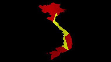 Vietnam bayrağının 4K biçiminde şeffaf arkaplanı olan bir harita olarak canlandırılması