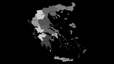 Yunanistan 'ın şehirlerin ve sınır kentlerinin isimleriyle vektör haritası