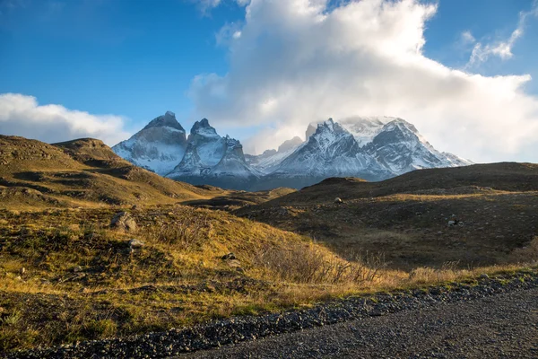 Όμορφη μέρα στο Torres del Paine εθνικό πάρκο κατά τη διάρκεια του χειμώνα, Παταγονία Χιλή — Φωτογραφία Αρχείου