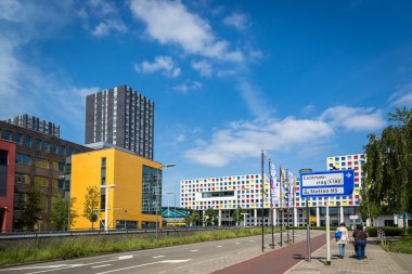 Empty road and blue sky in The Hague