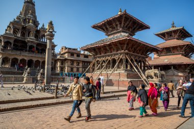 Group of people in Durbar square clipart