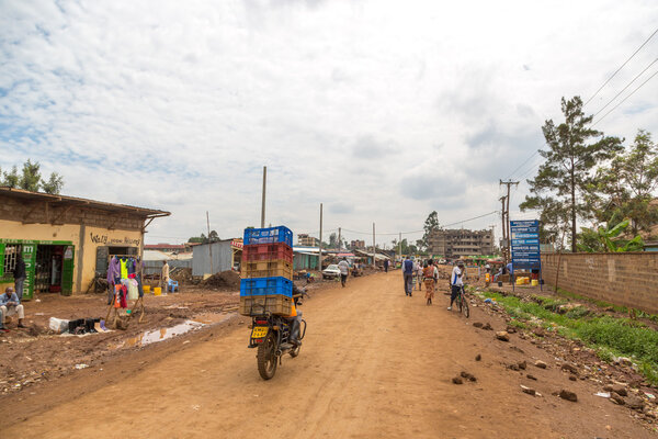 people walking in suburb street of Nairobi