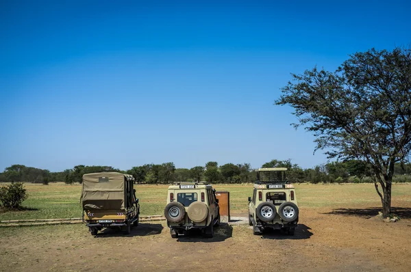 Safari cars in Kogatende airstrip