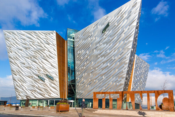 Titanic Museum in sunny day in Belfast