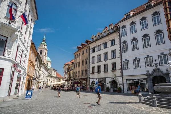 Turisté, kteří si užívají nebe v Lublani — Stock fotografie