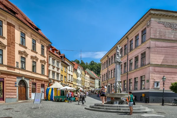 Turisté, kteří si užívají nebe v Lublani — Stock fotografie