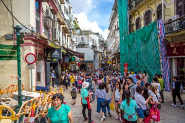 Macau merkezinde turist büyük toplama