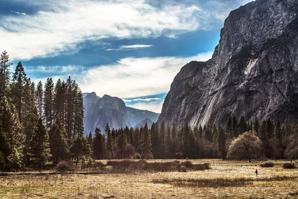 Valle de Yosemite en un día de cielo azul, California . — Foto de Stock