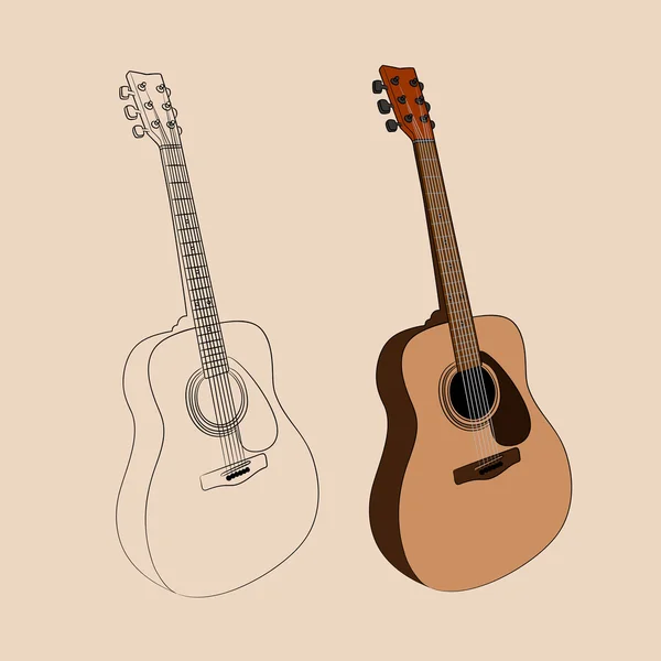 Arte guitarra acústica — Vetor de Stock