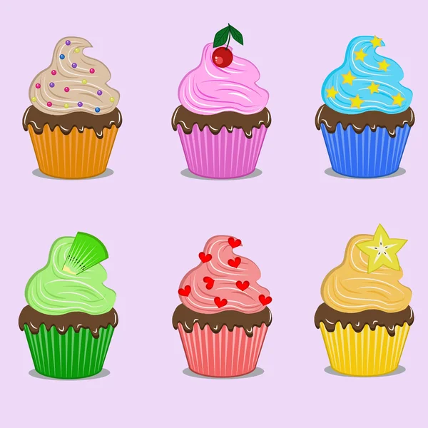 Set cupcake colorlul — Archivo Imágenes Vectoriales