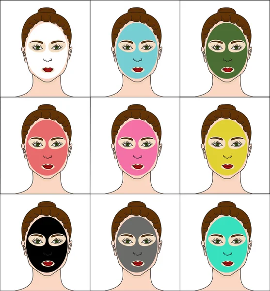 Colourful clay masks — Stock Vector