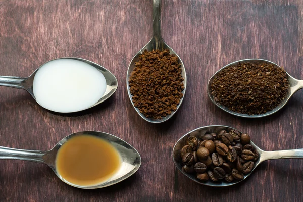 Malzemeler kahve kaşık - kahve, süt, su