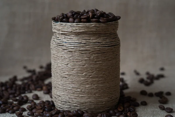 Decorative vase with coffee beans — Stock Photo, Image