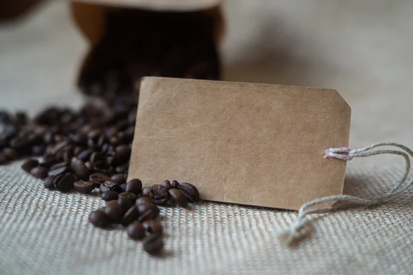 Paper tag with coffee beans