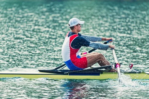 Single scull sport rowing — Stock Photo, Image