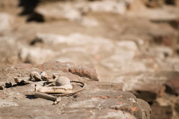 Archäologische Funde auf antiken Ziegelmauern — Stockfoto