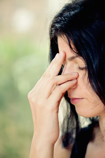 Woman practicing Pranayama technique — Stock Photo, Image