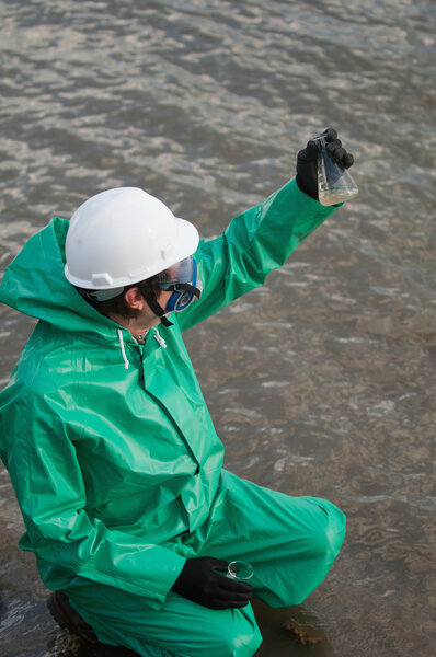 Environmentalist checking water quality