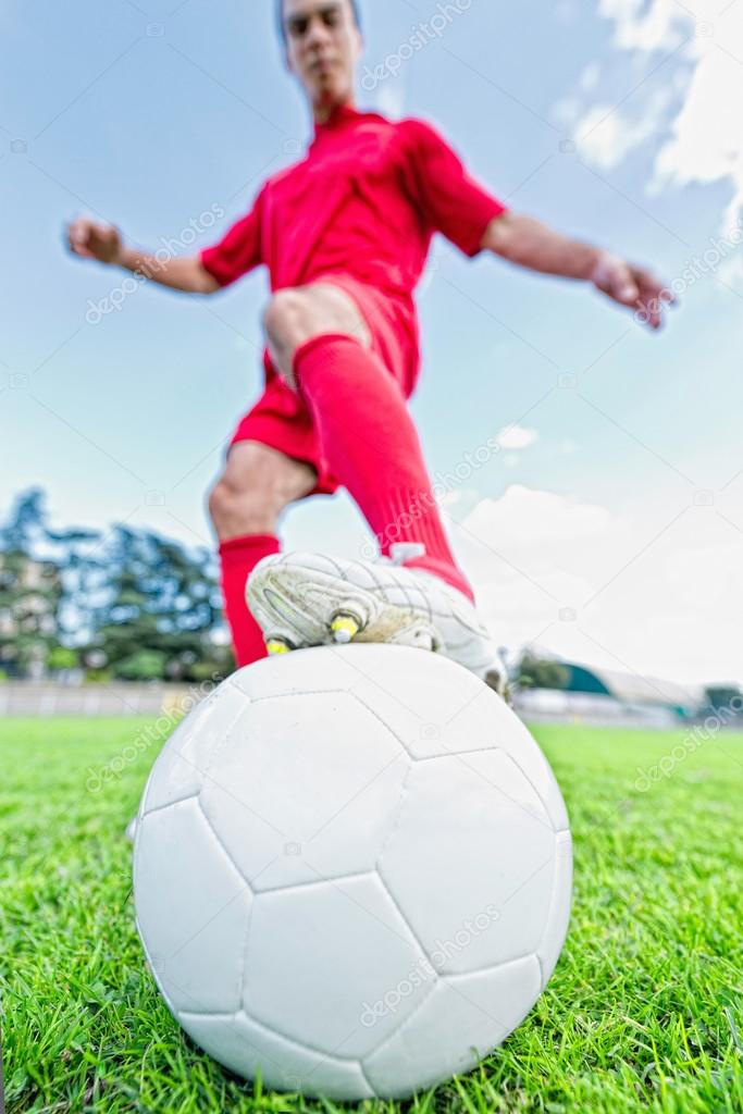 Soccer player with ball