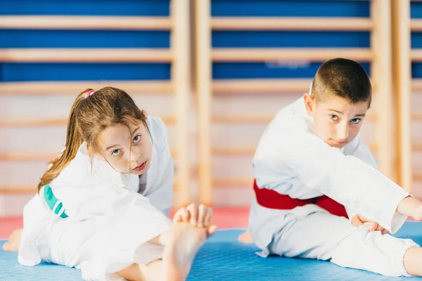 Niños en la clase de entrenamiento de artes marciales —  Fotos de Stock