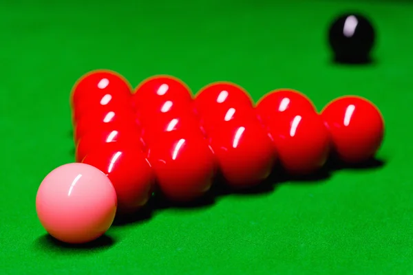 Snooker ballen op tafel — Stockfoto