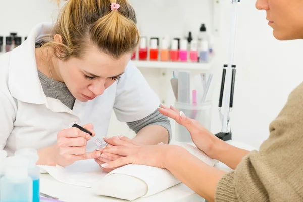 Manicurist working with client — Stock Photo, Image