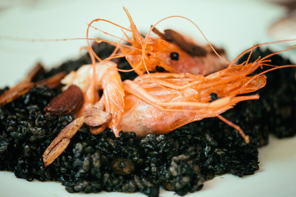 Spanish seafood dish with rice 