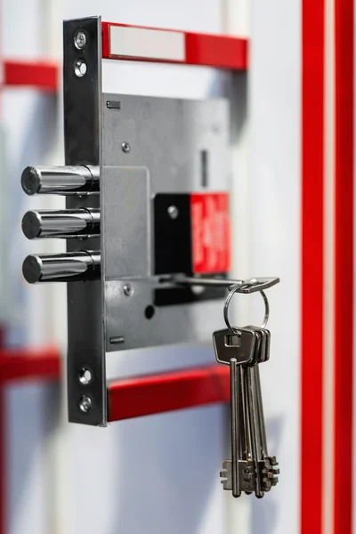 Mortise safety lock with keys — Stock Photo, Image