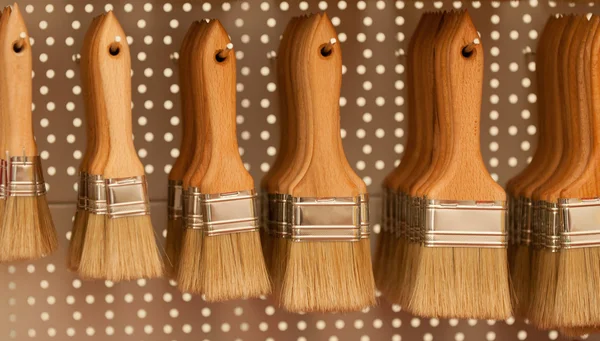 different paint brushes in store