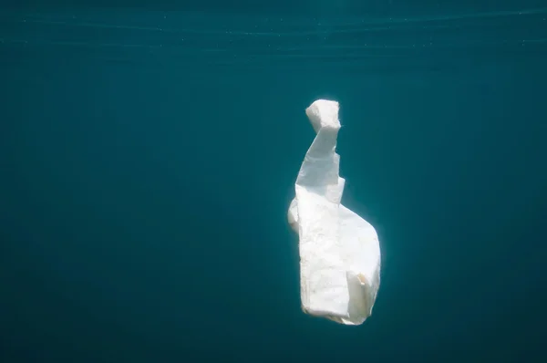 White plastic bag in sea — Stock Photo, Image