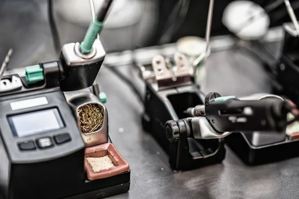 Working station with solvering — Stock Photo, Image