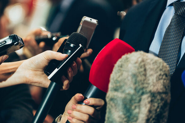 businessman on press conference