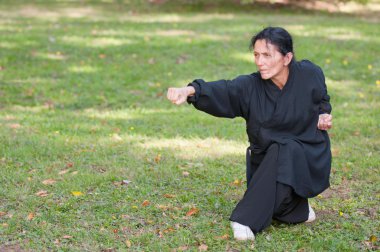 Kadın Kung Fu dövüş uzmanı