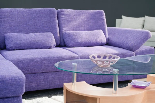 Purple sofa in living room