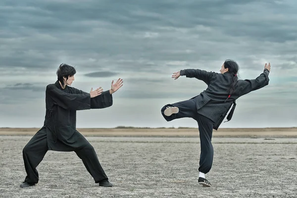 Mulheres praticando Kung Fu — Fotografia de Stock