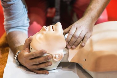 eğitmen CPR kukla ile çalışma