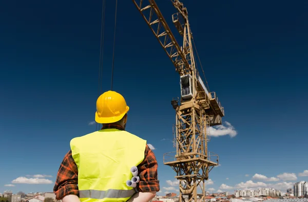 Trabalhador da construção no local — Fotografia de Stock