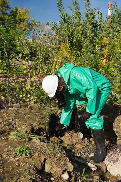 Umweltschützer entnehmen Probe — Stockfoto