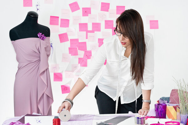  Fashion designer in studio
