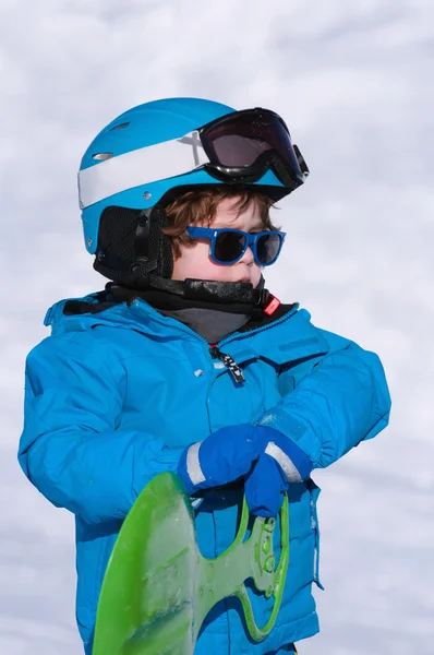 Boy ready for sledding — Stock Photo, Image