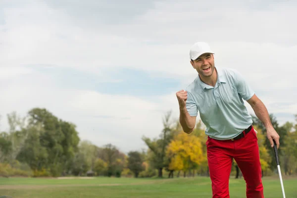 Smiling golf player — Stock Photo, Image