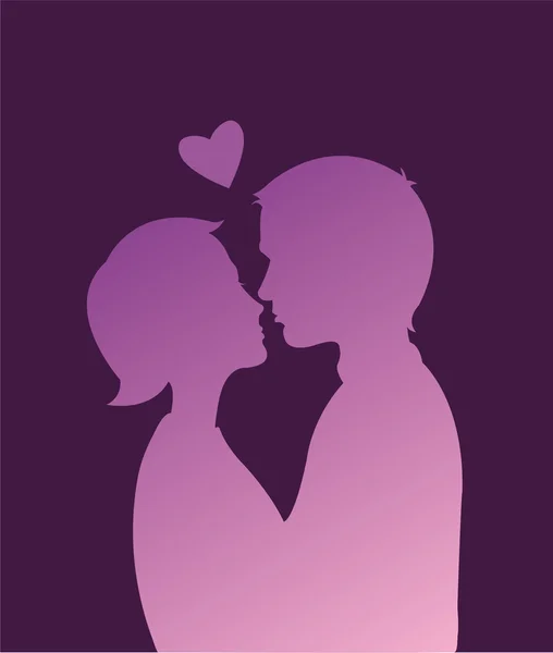 Pareja en el amor vector silueta — Vector de stock