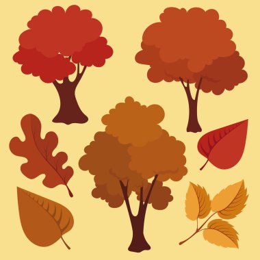 Sonbahar ağaçlar vektör toplama