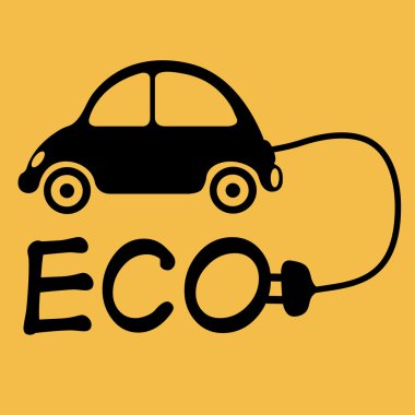 Ekolojik elektrikli otomobil vektör siluet