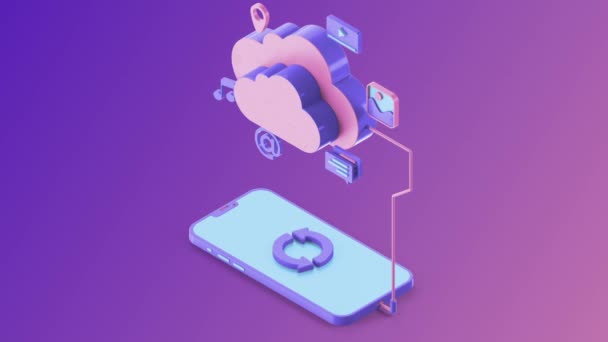 Cloud Storage Technology Isometric Concept Web Template Design Isometric Cloud — Stock Video