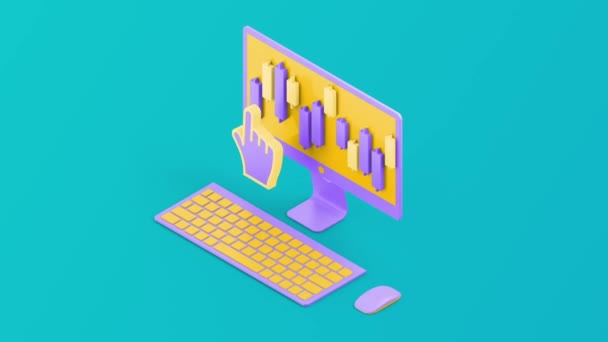 Isometric Computer Online Trading Analysis Infography Modern Design Concept 비디오 — 비디오