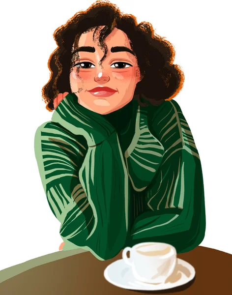 Gadis minum kopi — Stok Foto