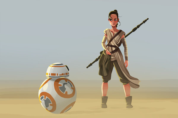 Rey and BB8 from Star Wars Royalty Free Stock Photos
