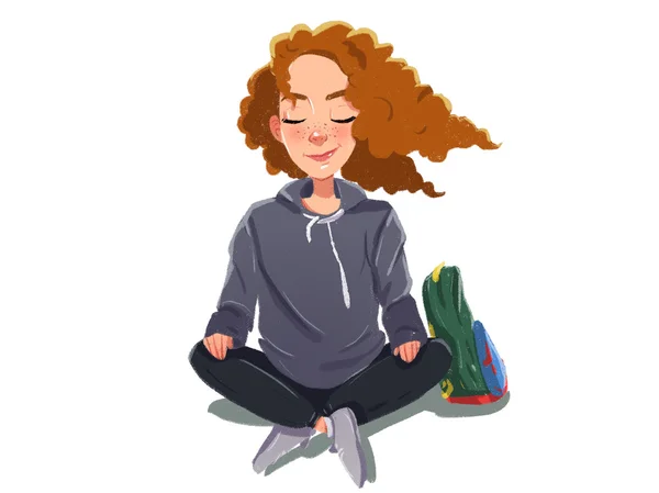 Mädchen mit roten Haaren meditieren — Stockfoto
