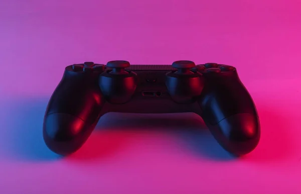 Gamepad Avec Néon Bleu Rose Clair Concept Jeu — Photo